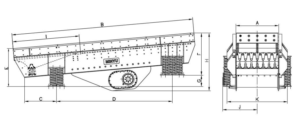 MVGH Horizontal Vibrating Grizzly Feeder Dimensions